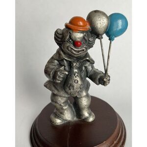 vtg‎ George Good Judy Talbo Silver Cast Pewter Circus Clown With Balloons ~ 3”